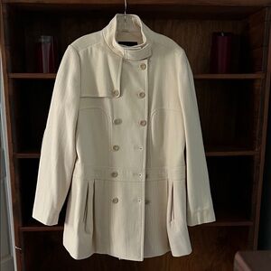Nine West White Wool Coat  double breasted front side pockets Gorgeous!